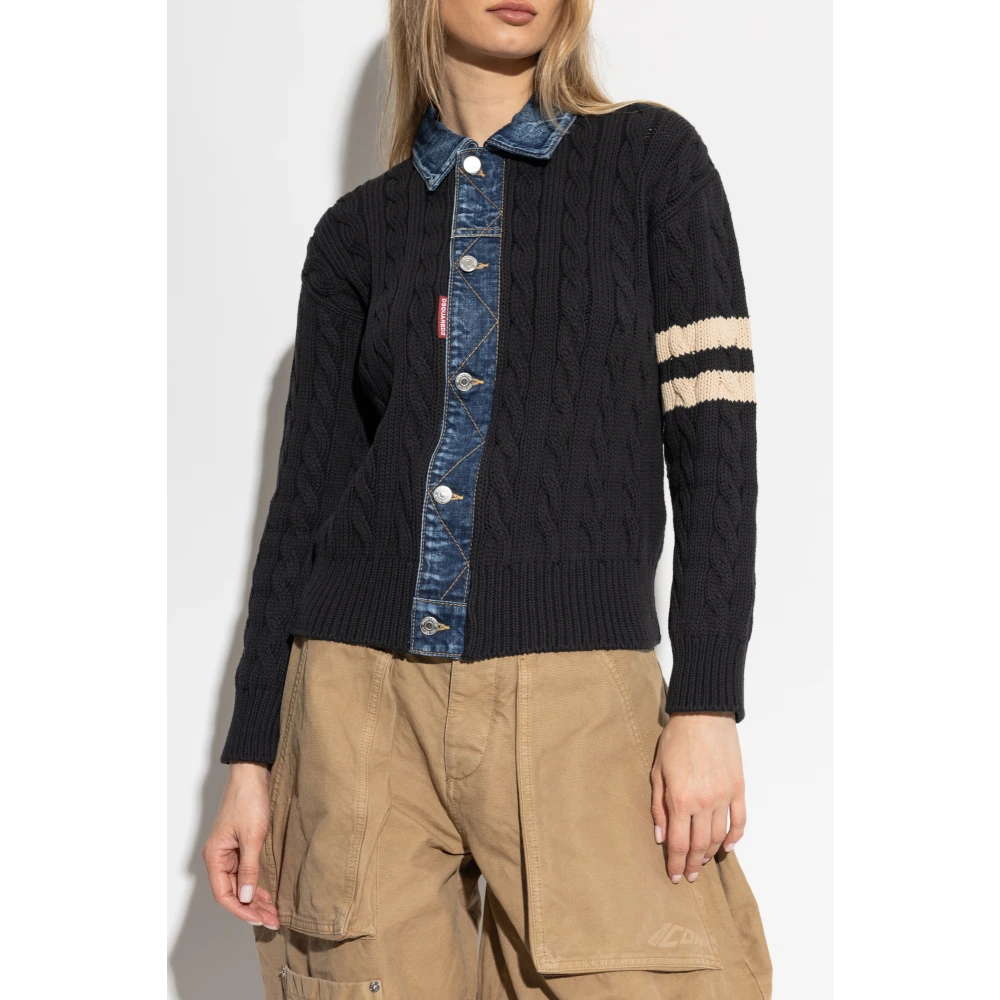 Dsquared2 Cardigan met denim inzetstukken Blue Dames