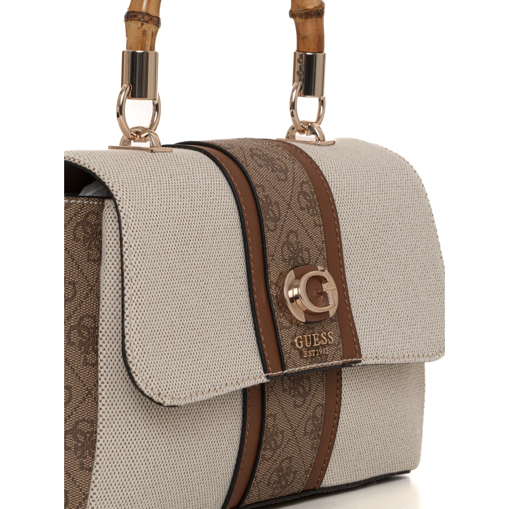 Guess Bamboe Schoudertas met Bovenhandvat Beige Dames