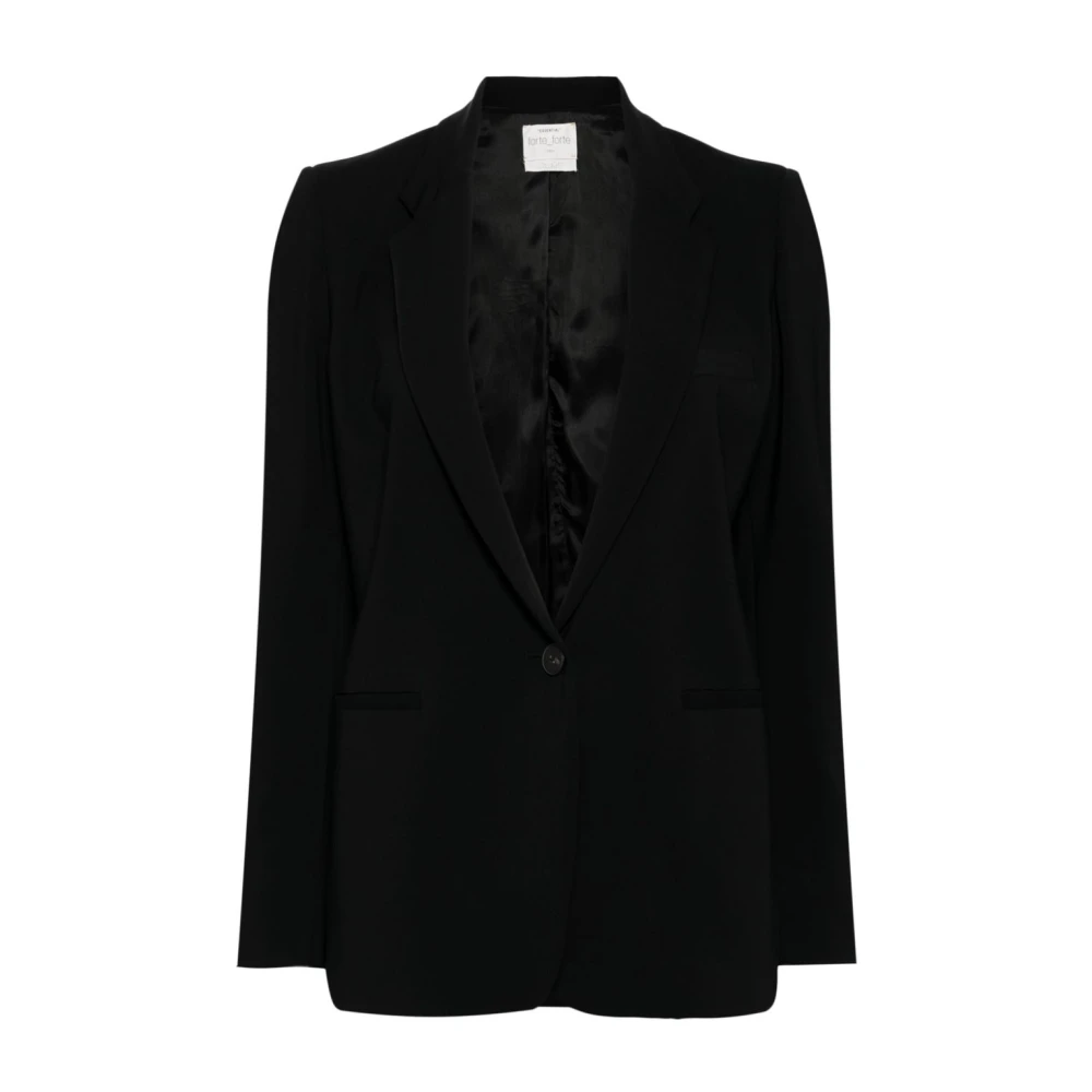 Forte Zwarte Essential Cady Crepe Stretch Jas Black Dames