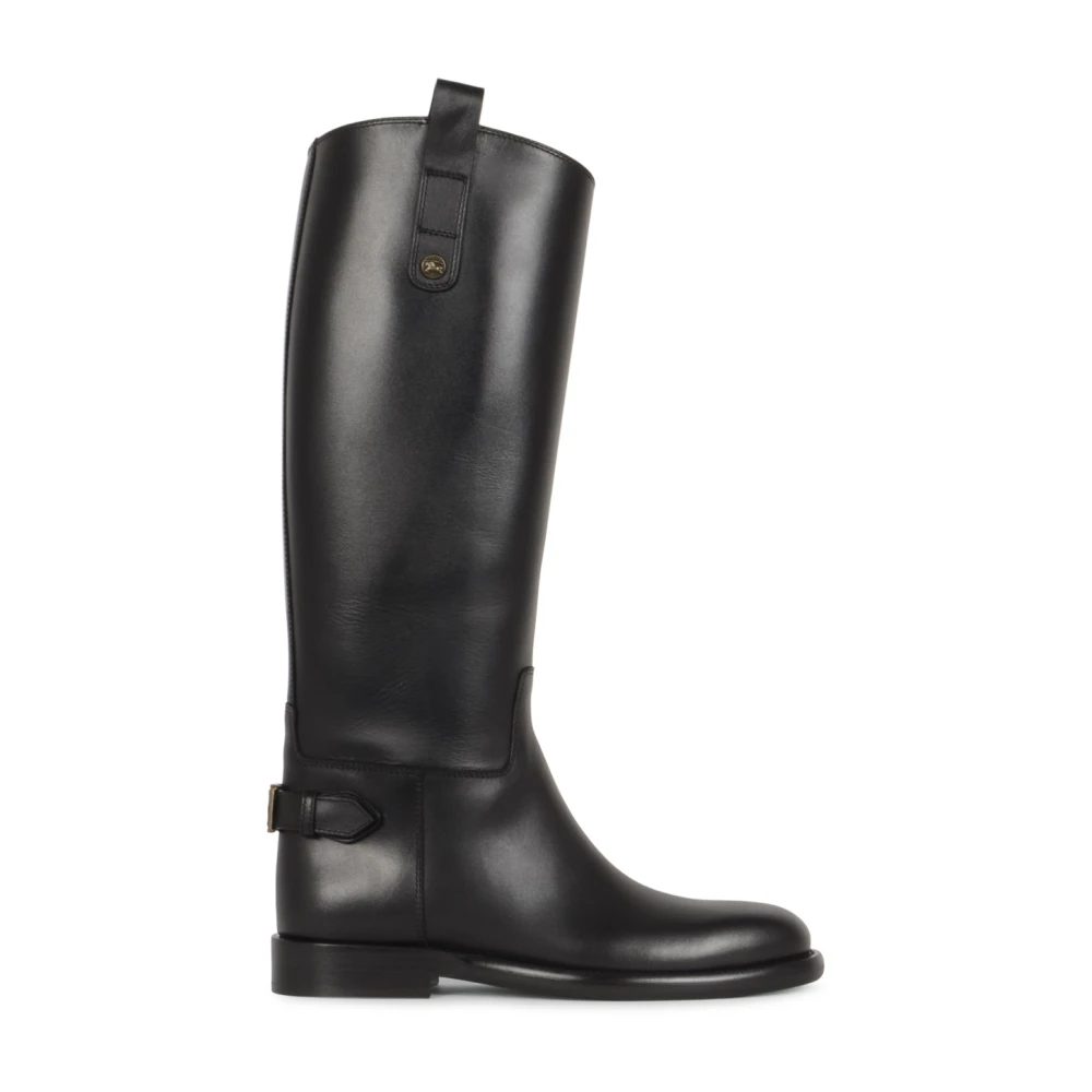 Burberry Women's Black Leather Cavalier Boots - High Boots - 3 Uk - Shoes