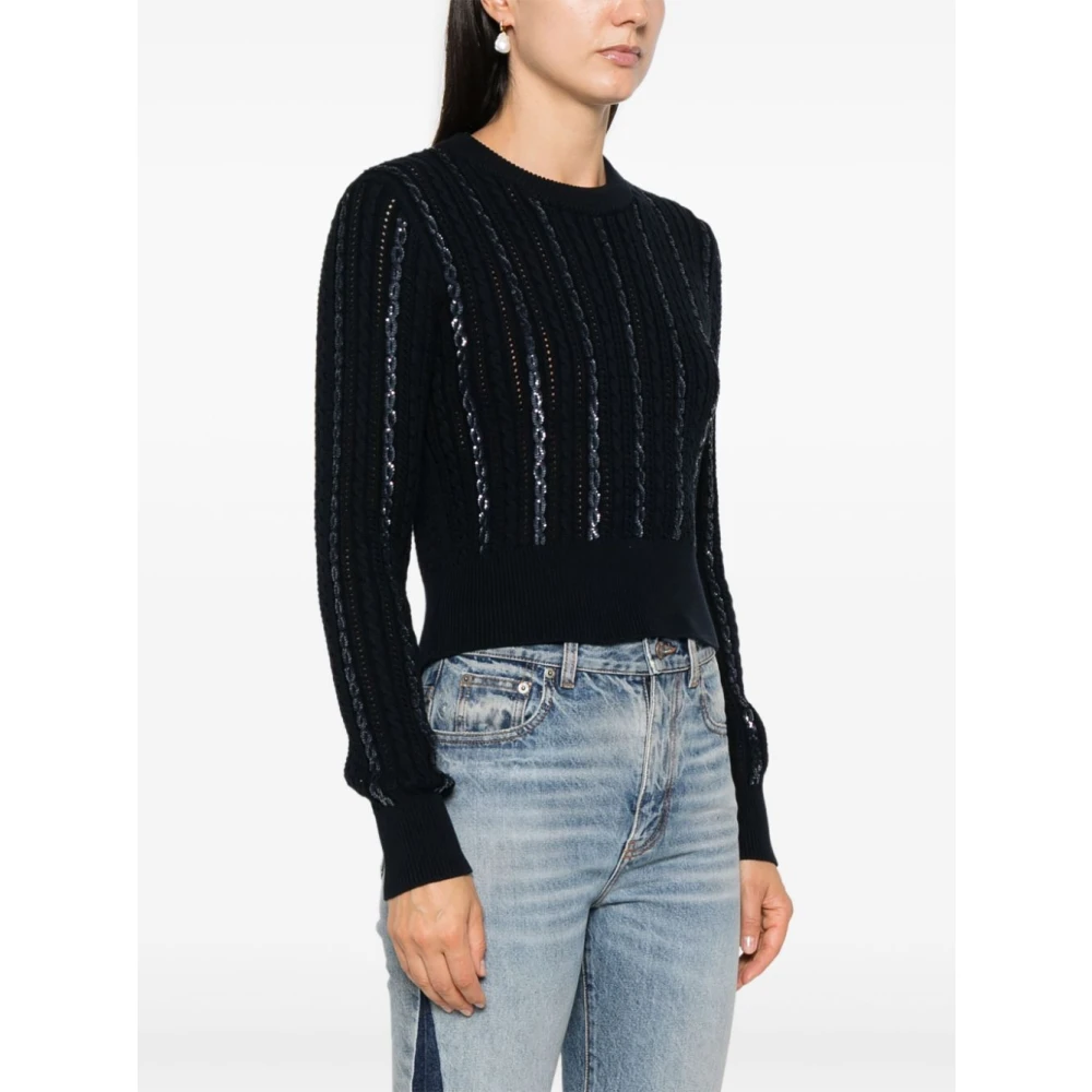 Golden Goose Donkerblauwe Cropped Gebreide Trui Blue Dames