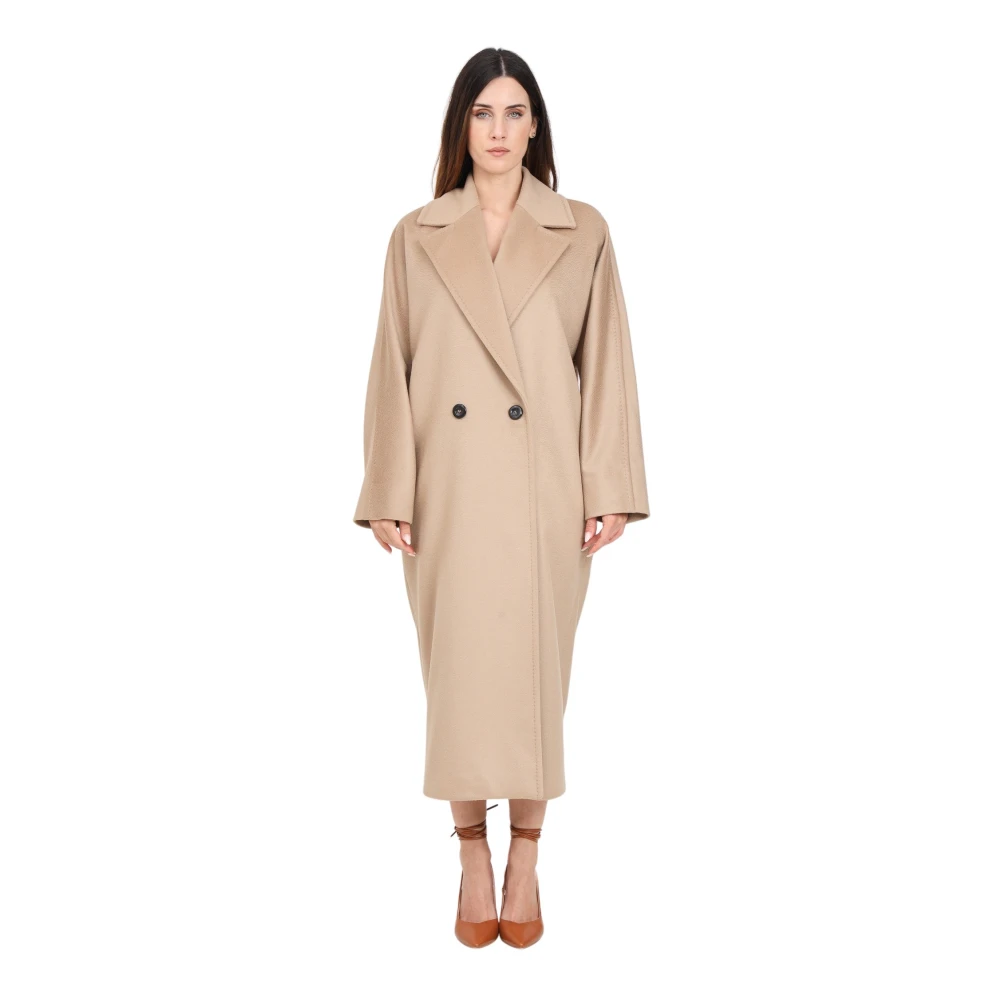 Max Mara Beige Dubbel-Borst Woljas Brown Dames