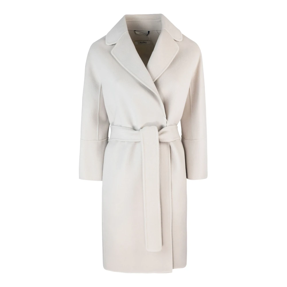 Max Mara Studio Oversized wollen jas met riem Beige Dames