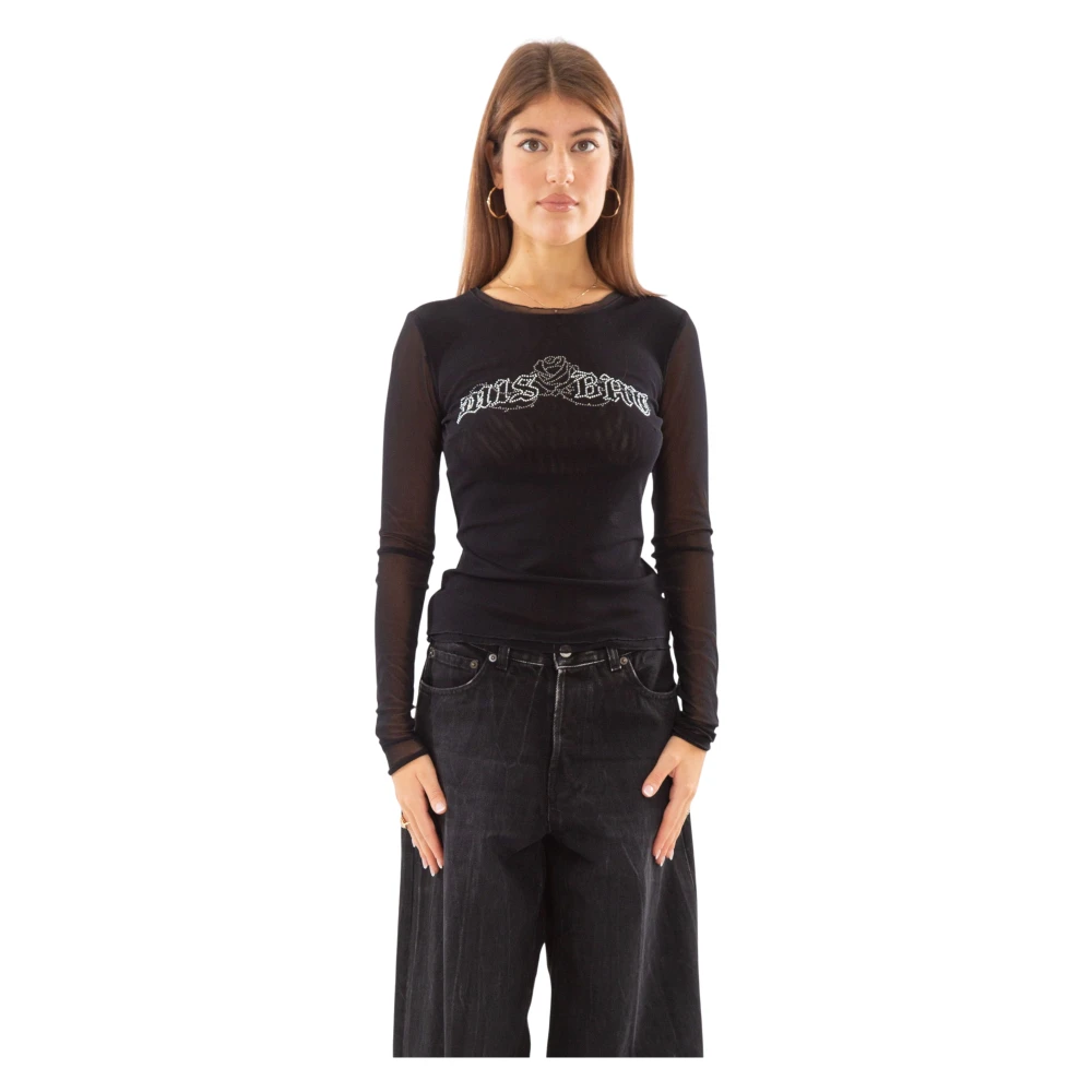 Misbhv Kristal Logo Mesh Longsleeve Tee Black Dames