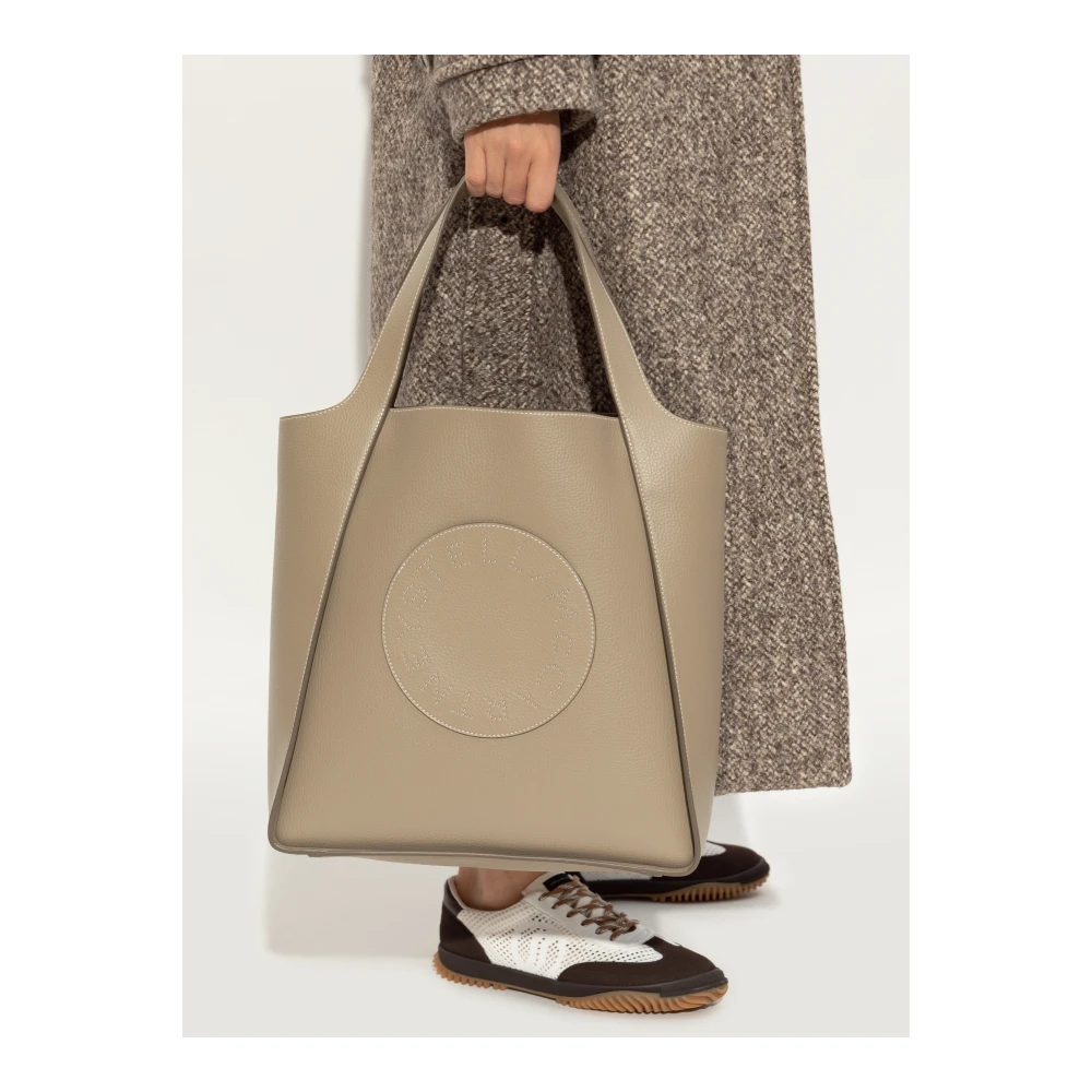 Stella Mccartney Vegan leren shopper tas Logo Beige Dames