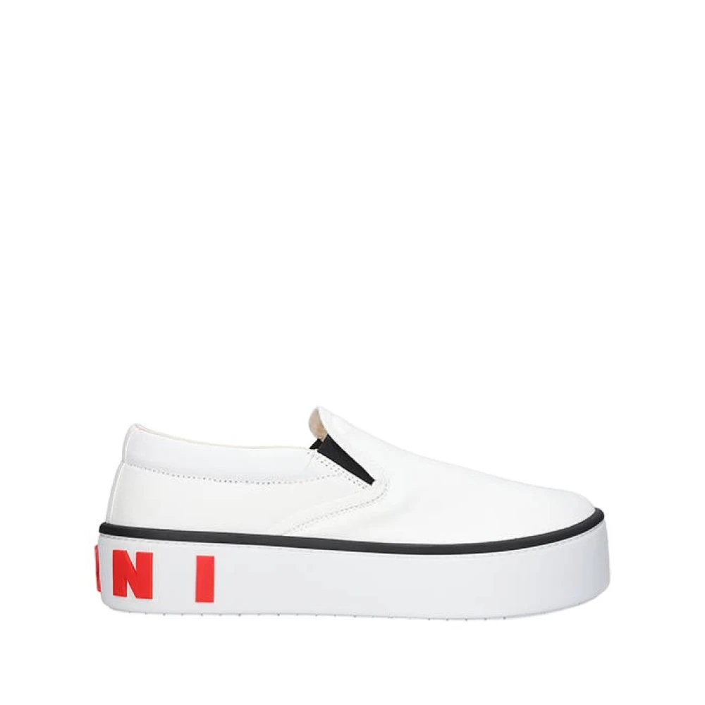 Marni Slip-On Sneakers met Maxi Logo op de Achterkant Heren Schoenen Wit