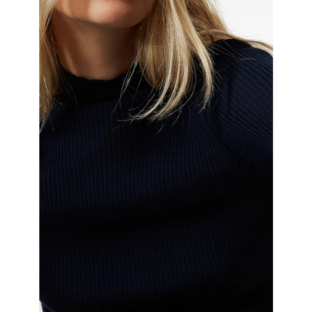 Twinset Navy Blue Wol Gebreide Sweaters Blue Dames