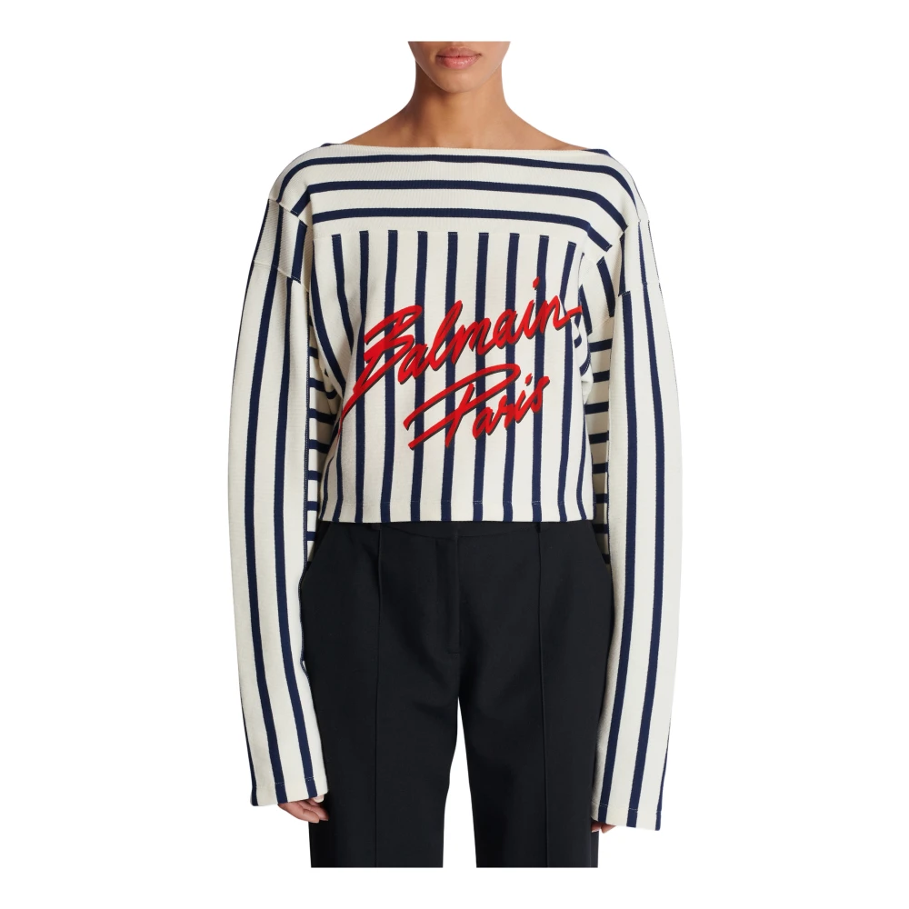 Balmain Gestreepte baseball shirt met lange mouwen Multicolor Dames