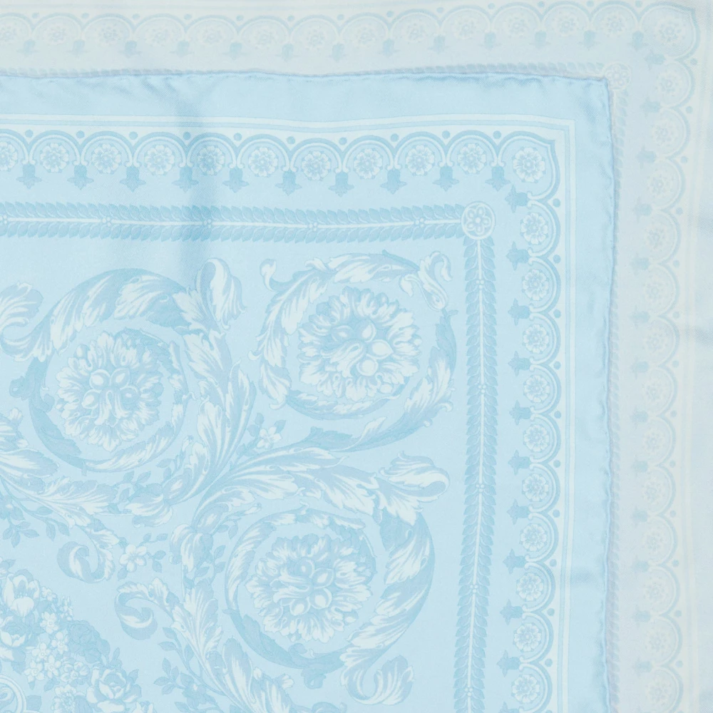 Versace Zijden Barocco Vierkante Foulard Blue Unisex