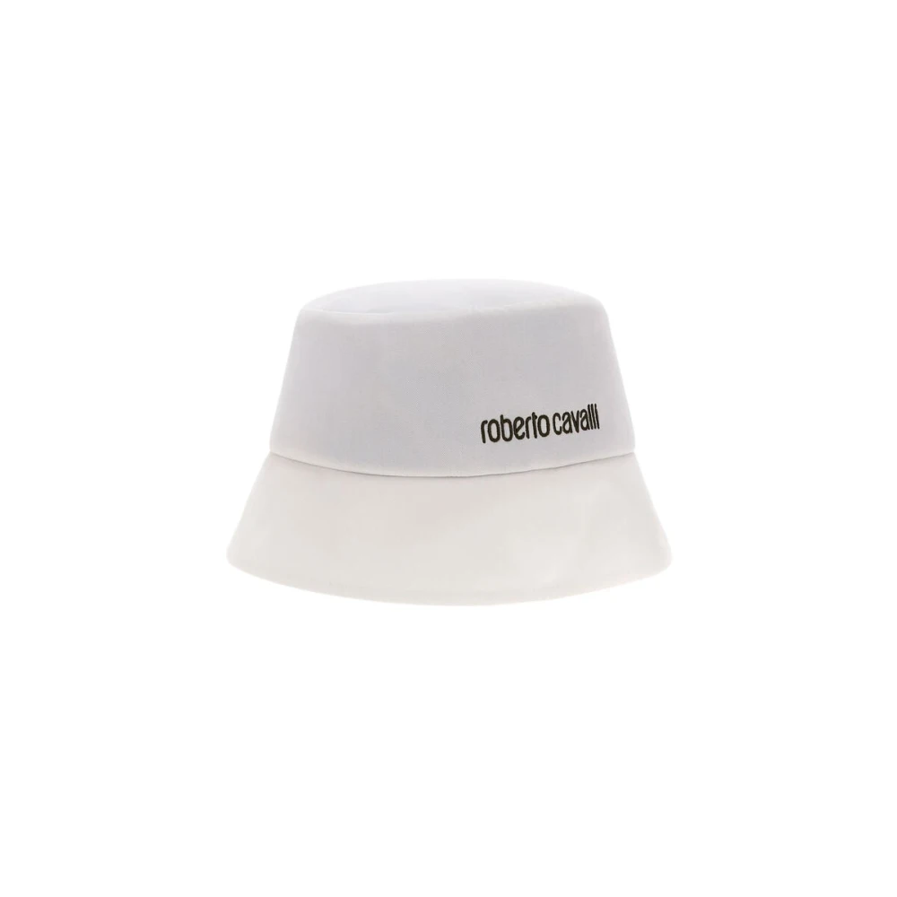Roberto Cavalli , Accessories, Female, White, One Size, Logo Bucket Hat Twill Fabric