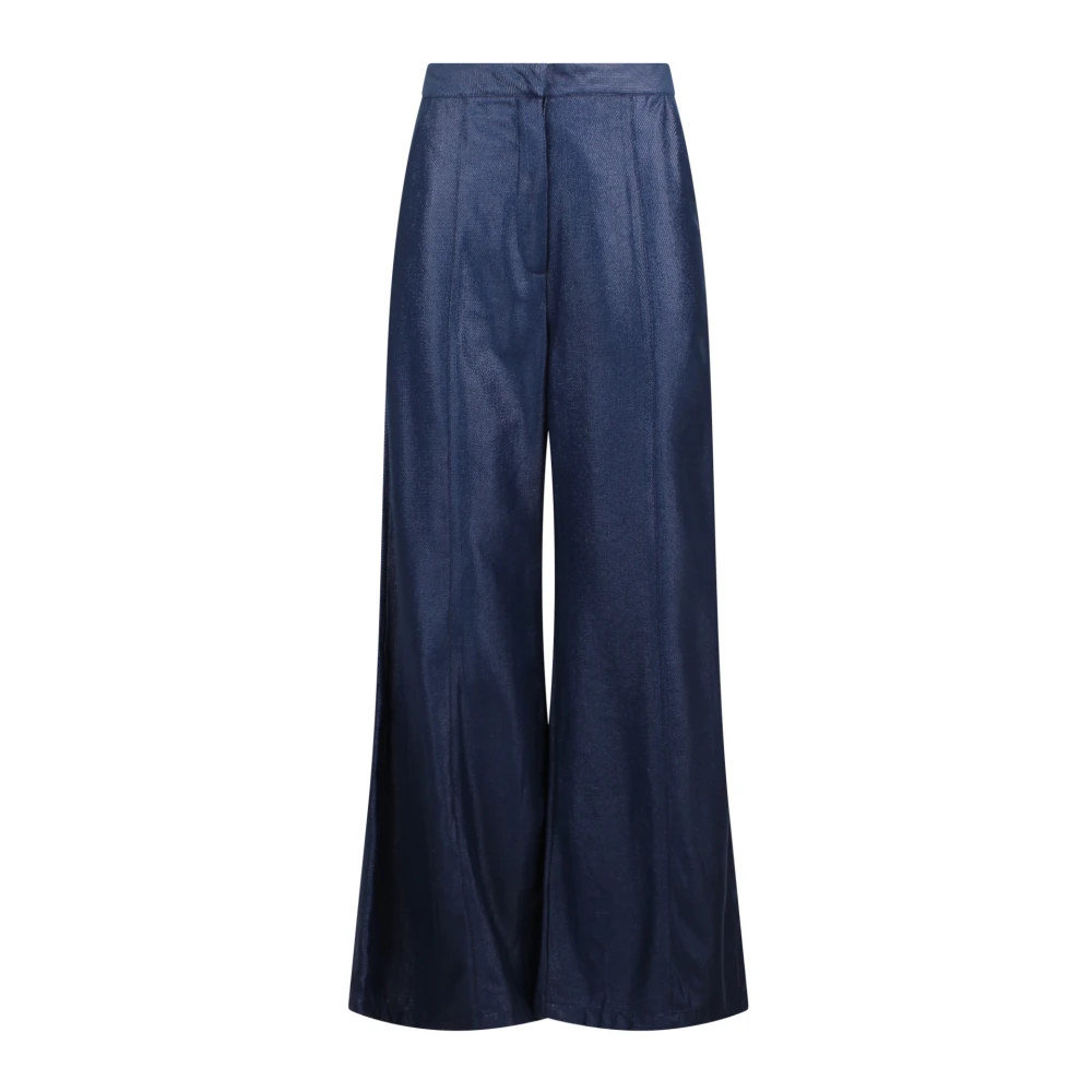 Sabina Musayev Pixel Wijde Broek met Geplooid Ontwerp Blue Dames