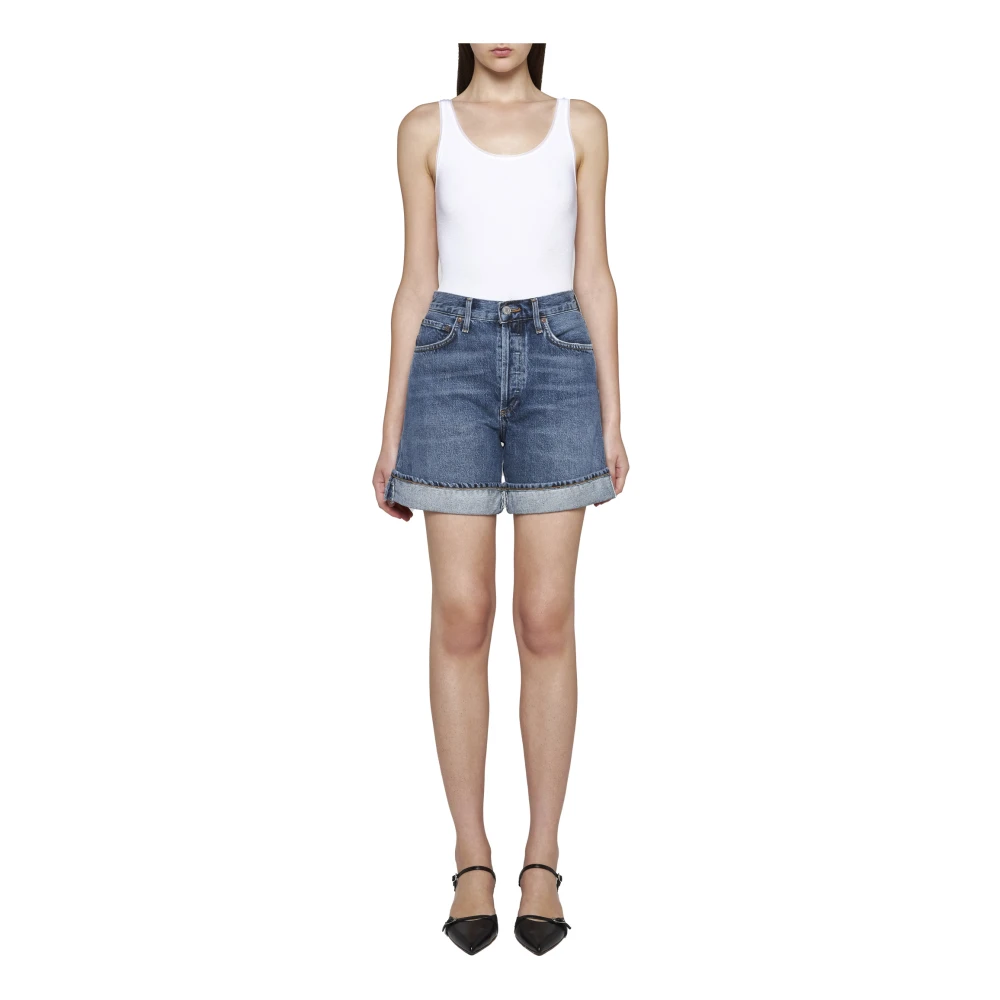 Agolde Denim Shorts Blue Dames