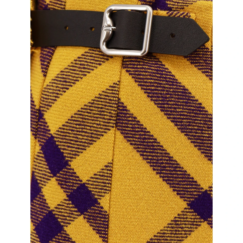 Burberry Gele Wollen Rok met Omslag Sluiting Yellow Dames