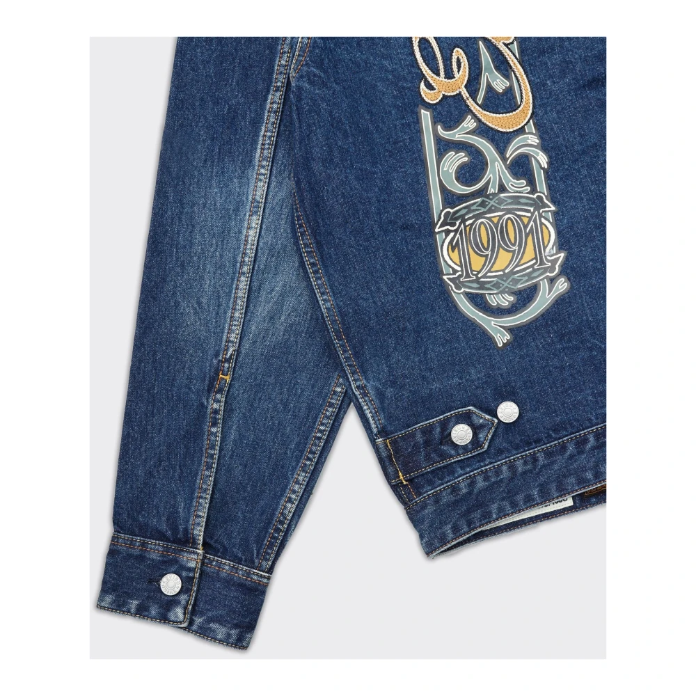 Evisu Gedrukte Denim Shirt in Blauw Blue Heren