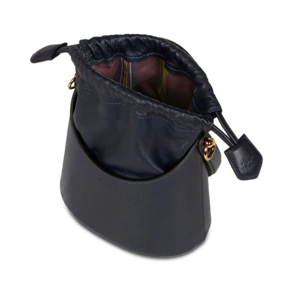 ETRO Blauwe Schoudertas Saturno Glad Leer Blue Dames