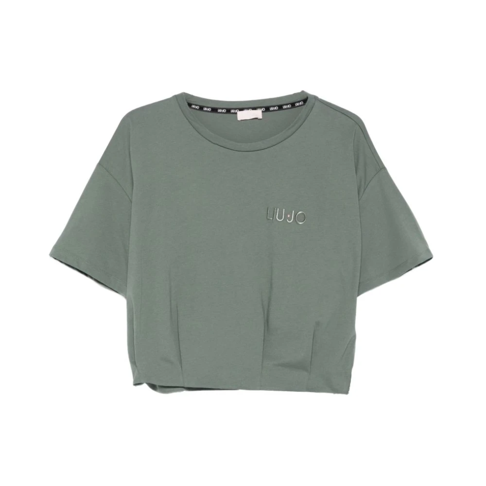 Liu Jo Women's Green T-Shirt With Logo Embroidery