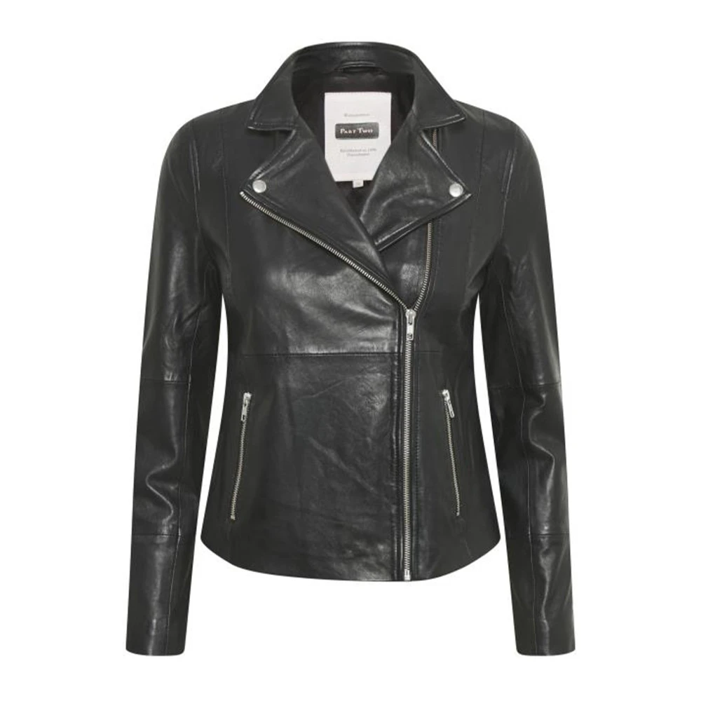 Part Two Black Leather Biker Jacket Francespw Ja - Female - Leather Jackets - Xs - Jackets
