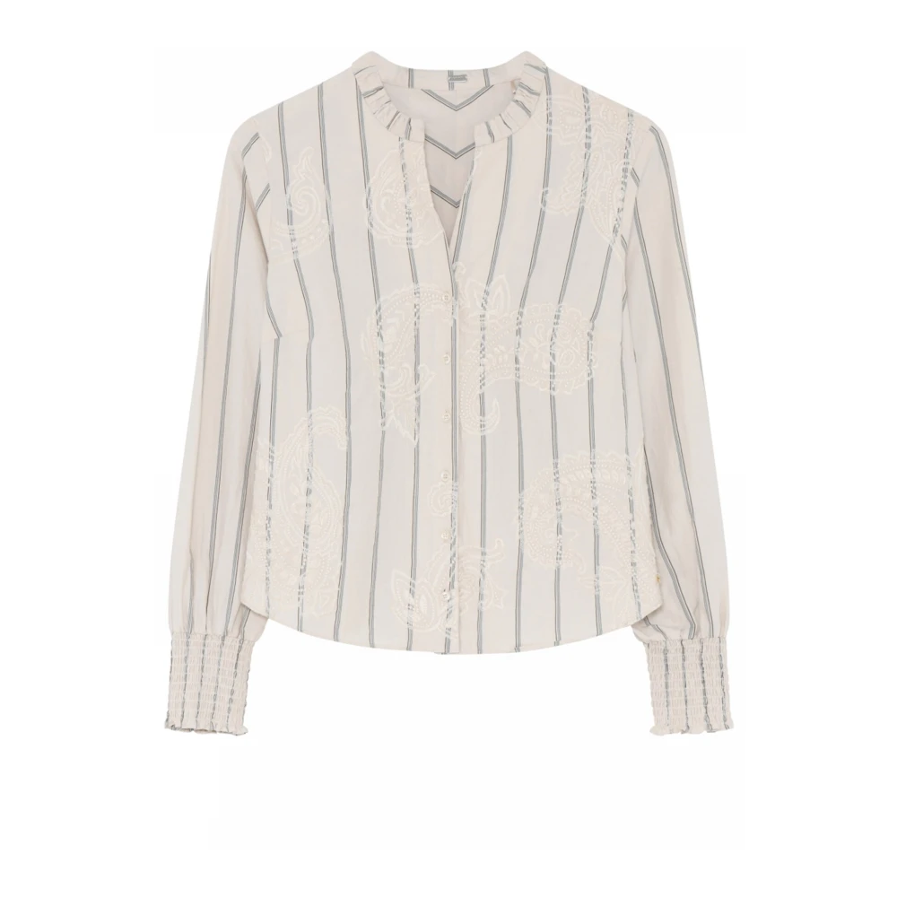 Gustav Carmen Shirt met Smock Manchetten White Dames