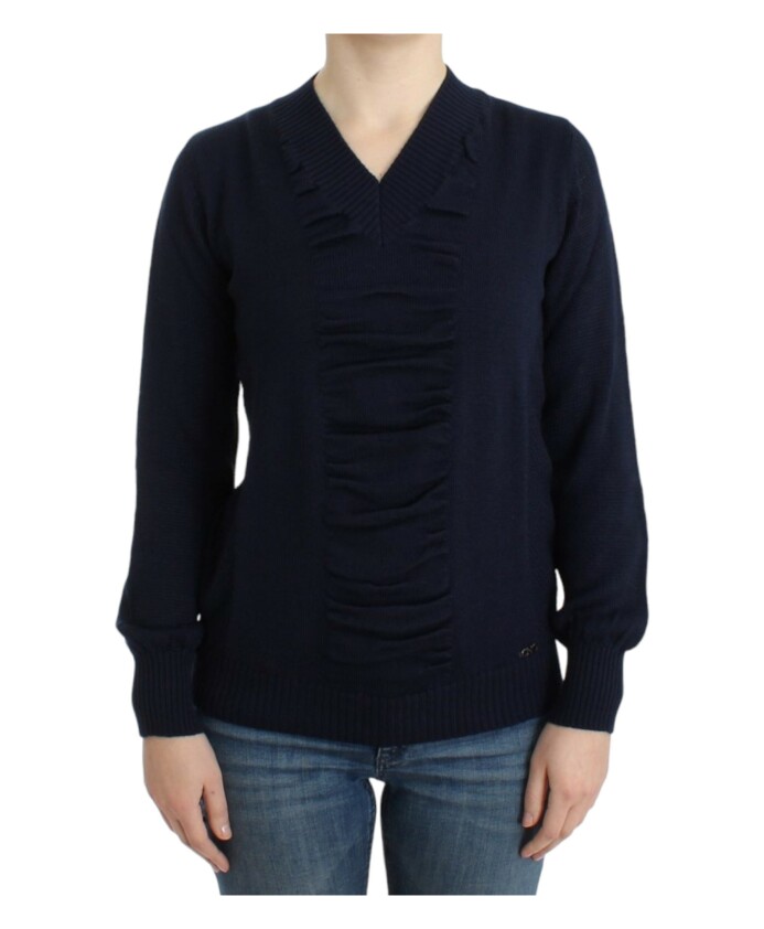 elegante-v-hals-trui-in-donkerblauw