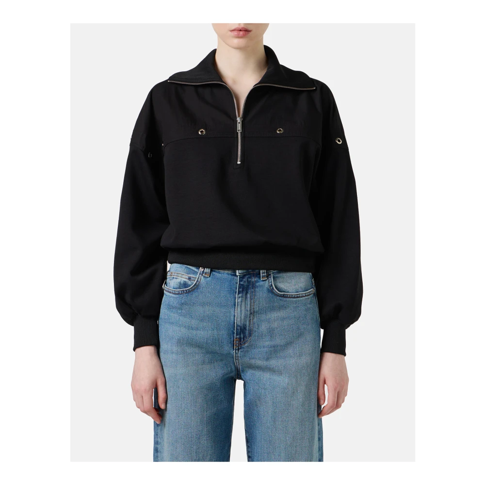Iceberg Geknipte zwarte sweatshirt in scuba stof Black Dames