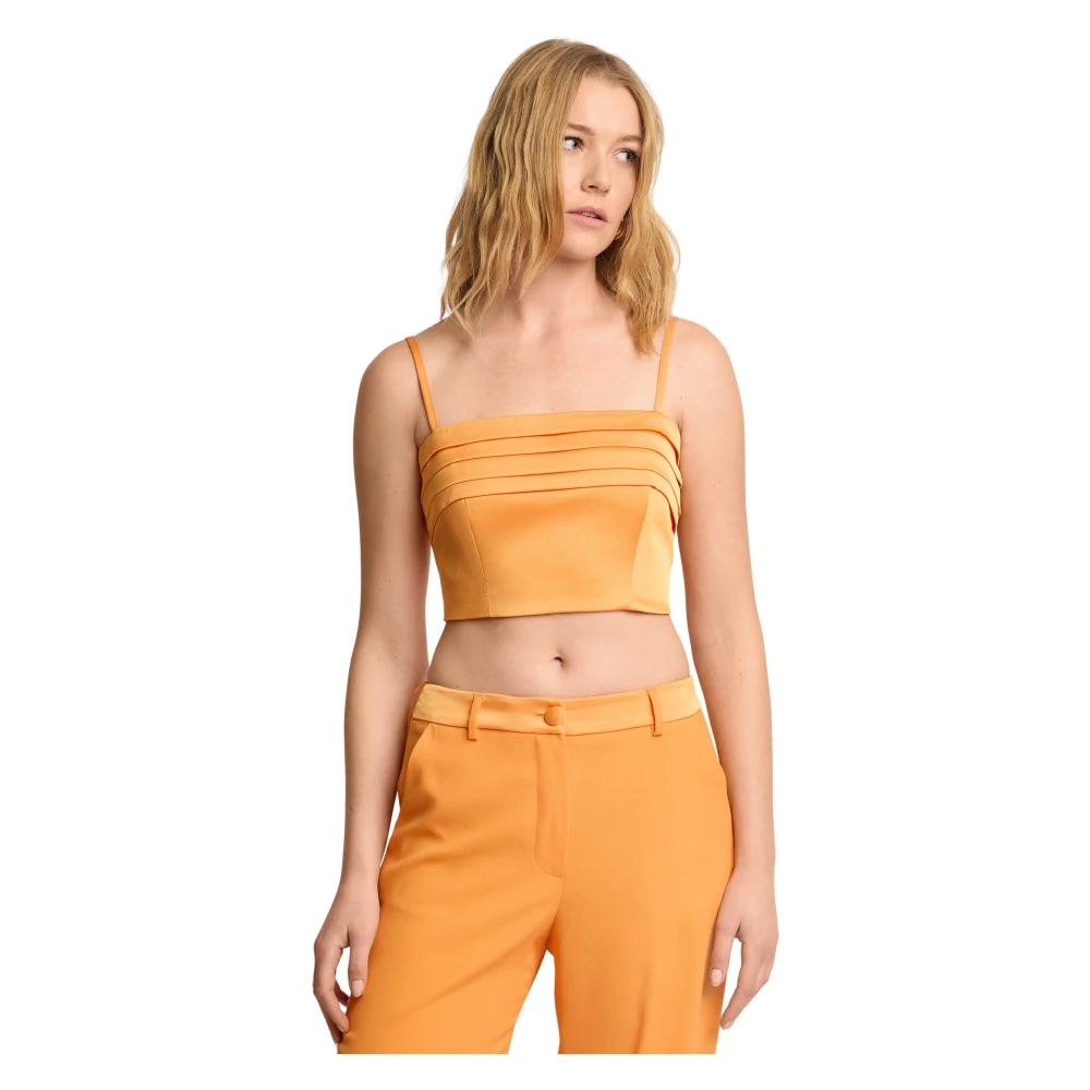 Kocca Women's Orange Chic Vest Style Cropped Top - Sleeveless Tops - M - Tops