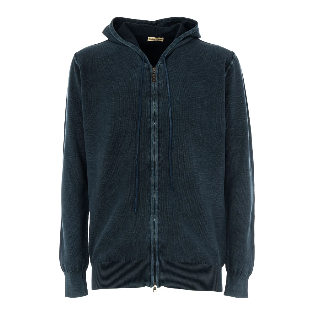 Cashmere Company Heren Hoodie met Rits Blue Heren