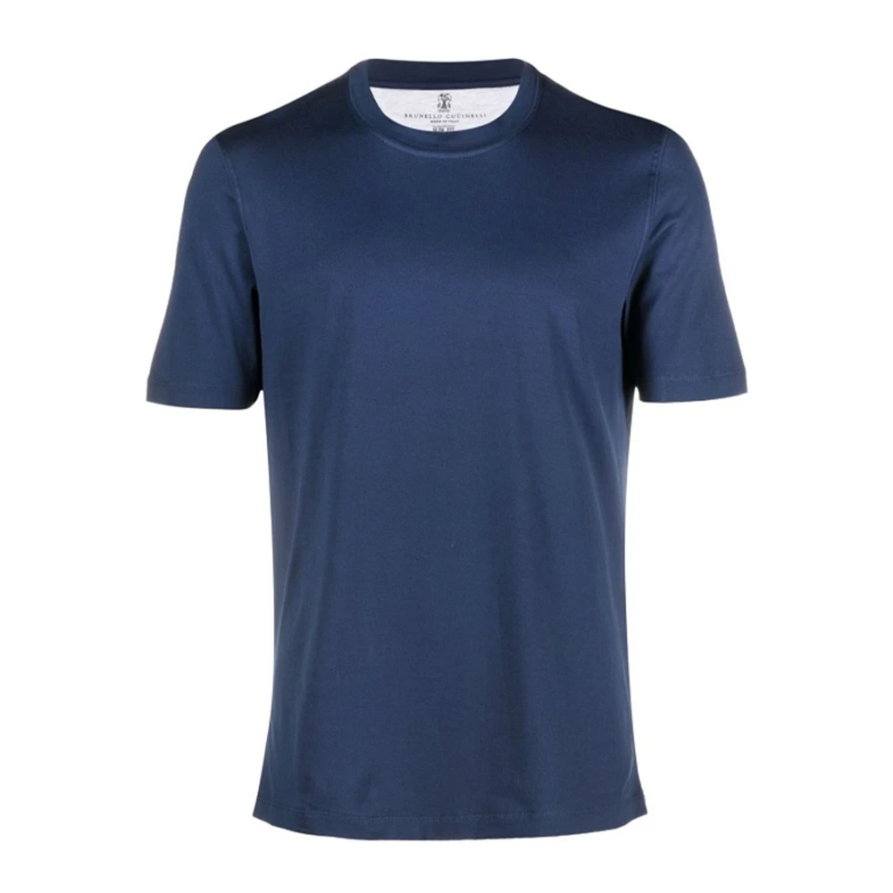 BRUNELLO CUCINELLI Heren Katoenen T-shirt Slim Fit Blue Heren