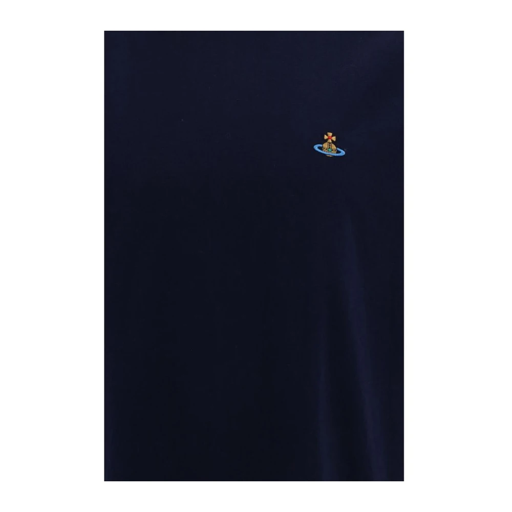 Vivienne Westwood Geborduurd Logo Katoenen T-shirt Blue Heren