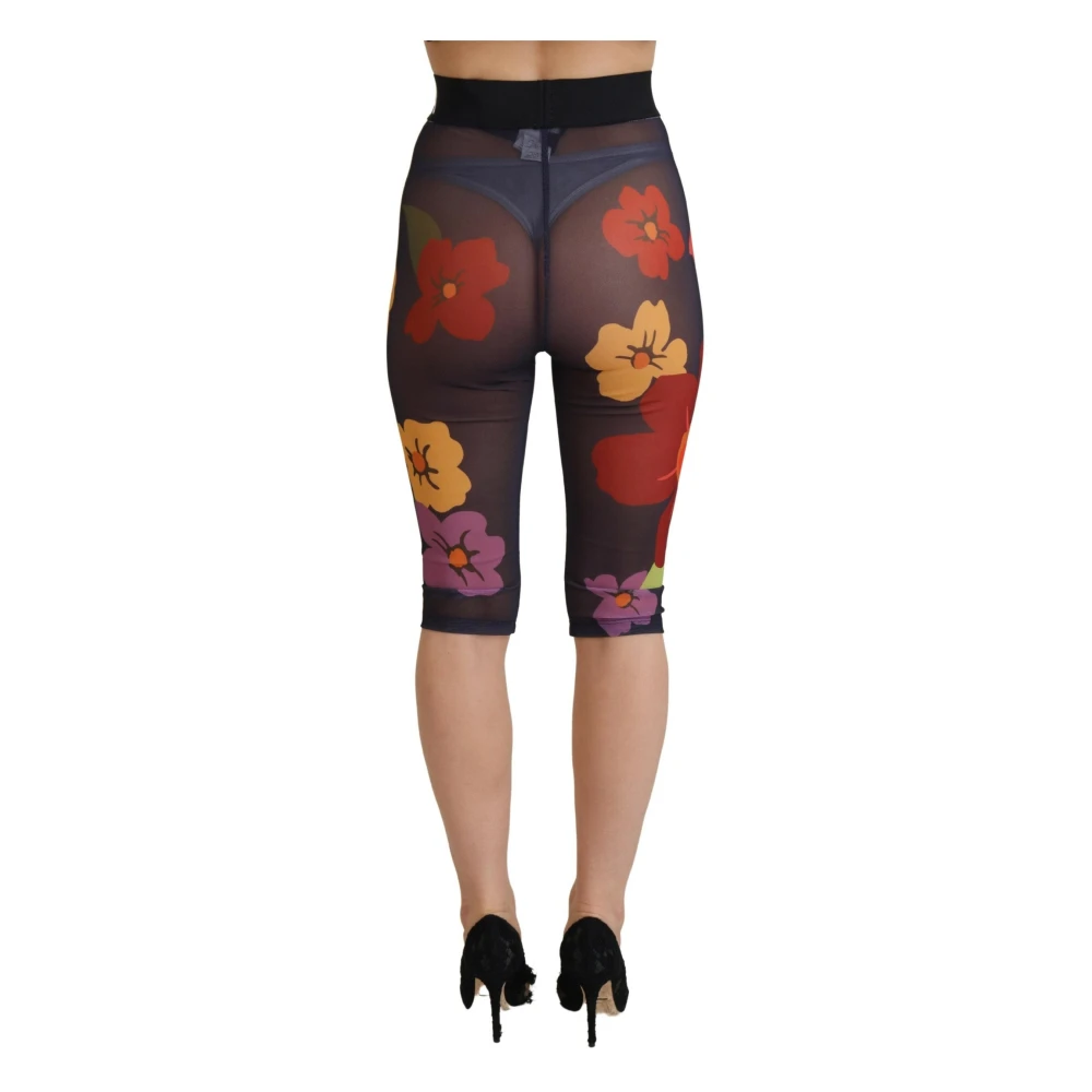 Dolce & Gabbana Elegante Leggings met Bloemenprint en Hoge Taille Black Dames