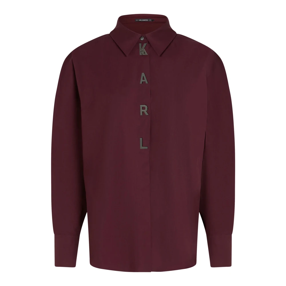 Karl Lagerfeld Vrouw Rood Overhemden Dames, L, Katoen, Shirt Met Karl Lettering