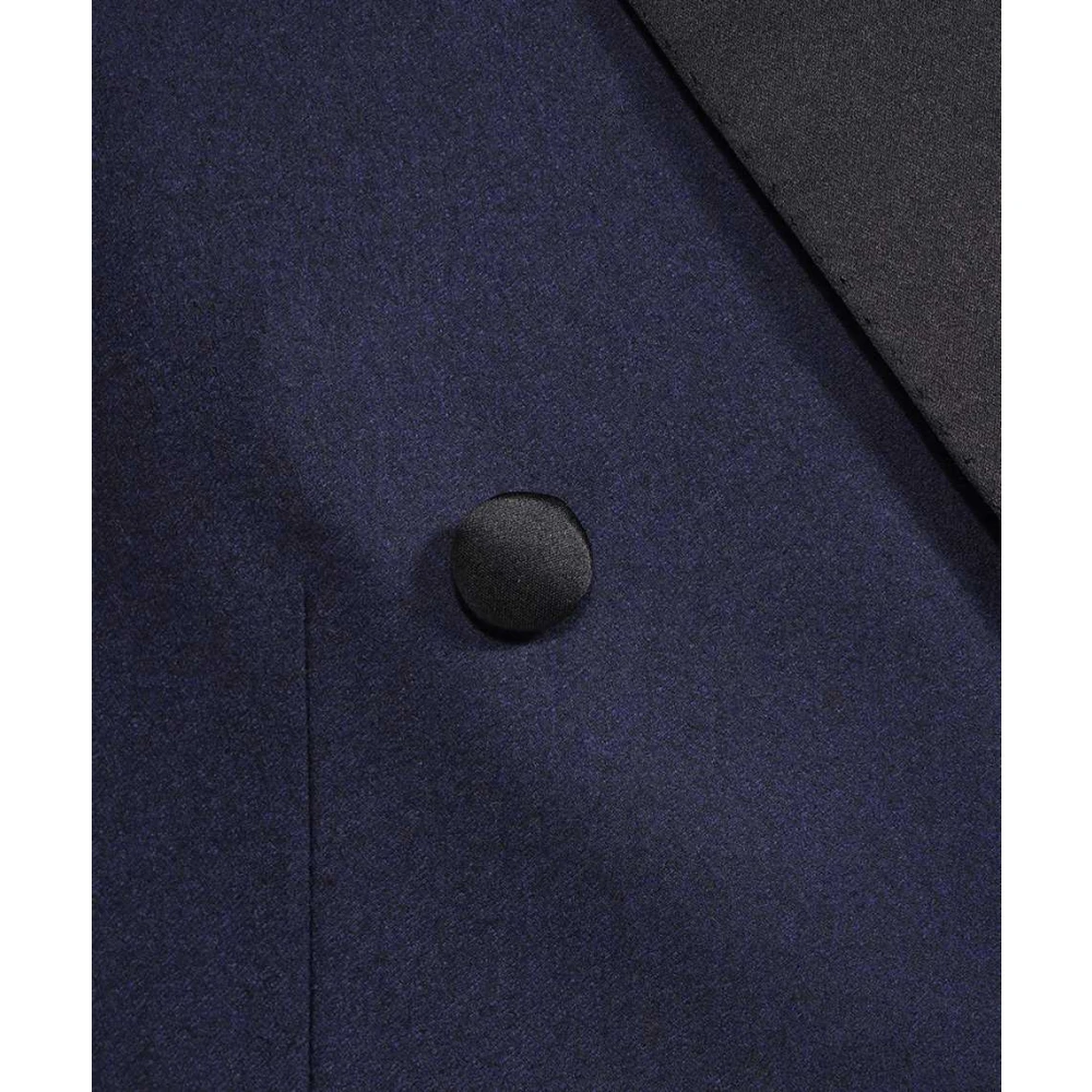 Brioni Dubbelbreasted wollen jas met satijnen revers Blue Heren