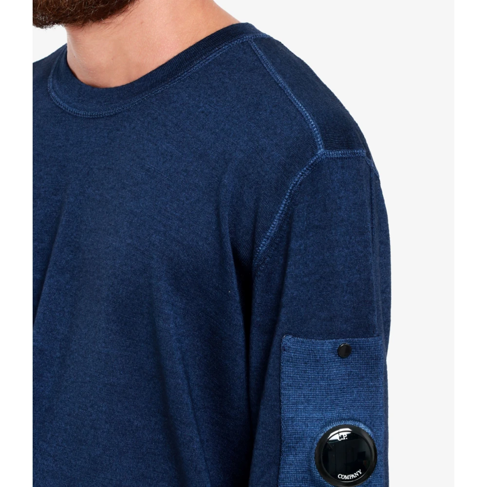 C.P. Company Blauwe Merinowol Ronde Hals Sweater Blue Heren