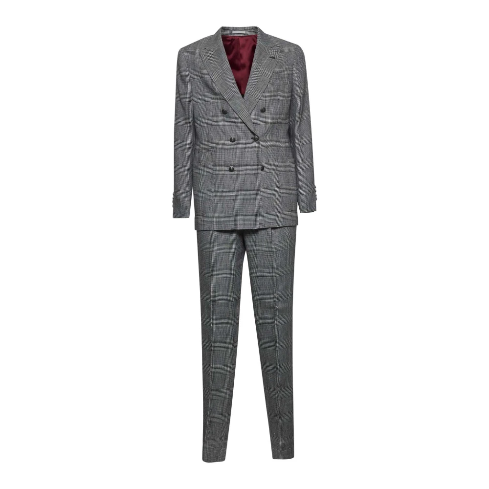 BRUNELLO CUCINELLI Grijze Prince of Wales Jurk Gray Heren