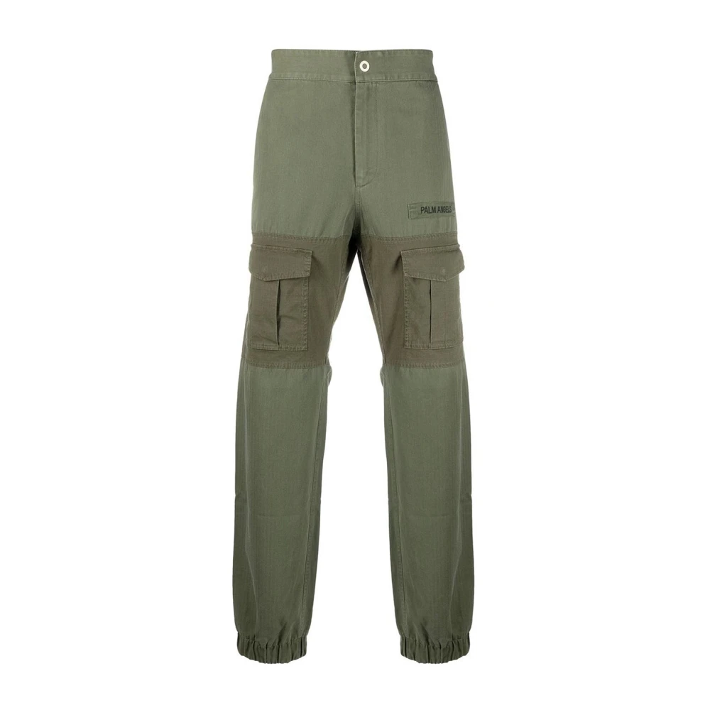 Palm Angels Men's Green Cotton Trousers - Straight Trousers - Xs - Trousers
