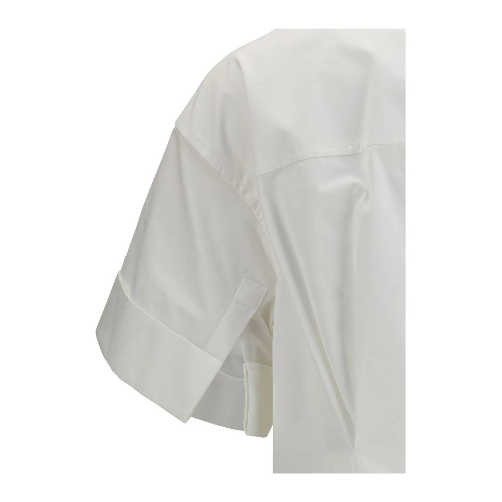 Jil Sander V-hals Shirt met Wijde Mouwen White Dames