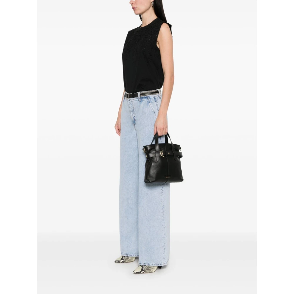 Coccinelle Zwarte leren tas met riem Black Dames