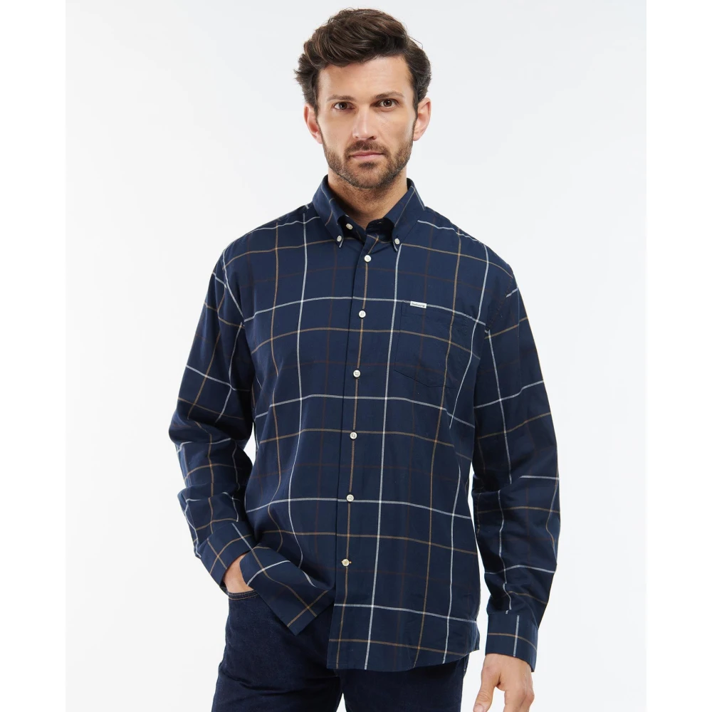 Barbour Navy Regular Fit Overhemd Tattersall Stijl Blue Heren