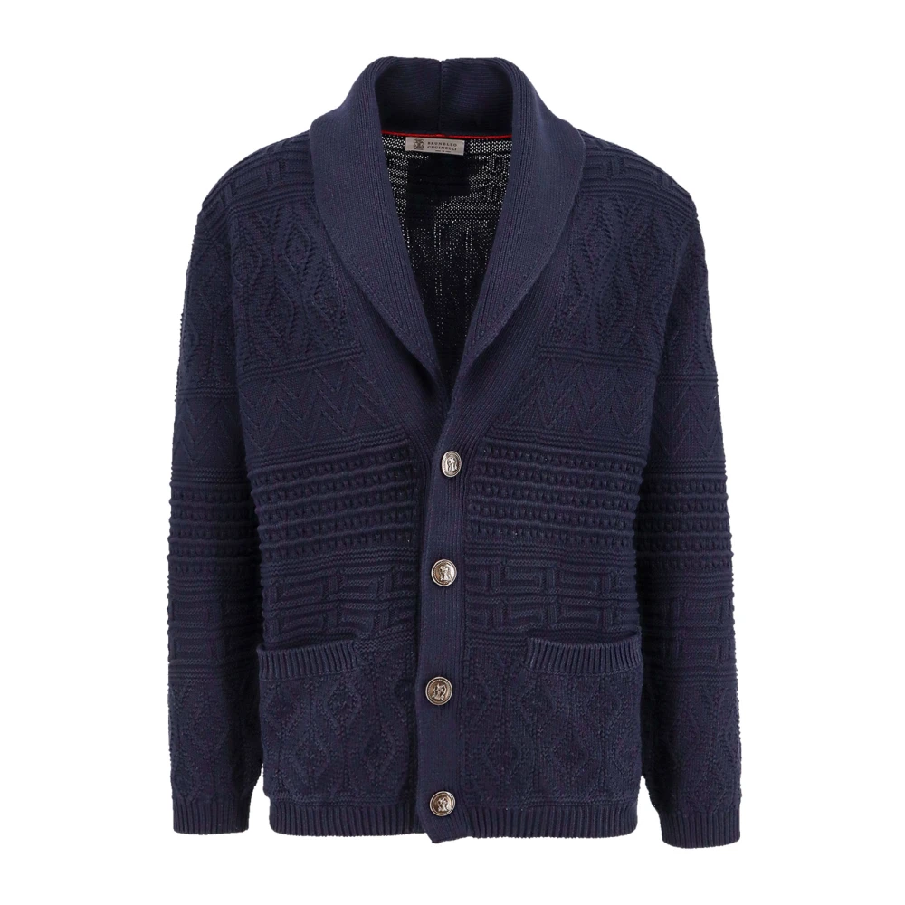 BRUNELLO CUCINELLI Katoenen vest met iconische knopen Blue Heren