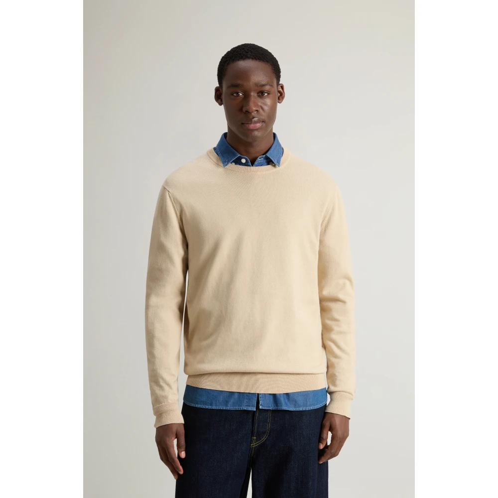 Woolrich Katoenen Crewneck Jersey Sweater Beige Heren
