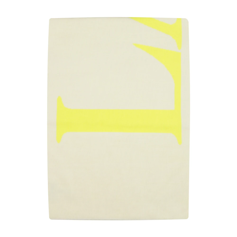 Lanvin Neon Yellow Logo Wool Scarf Beige, Dam