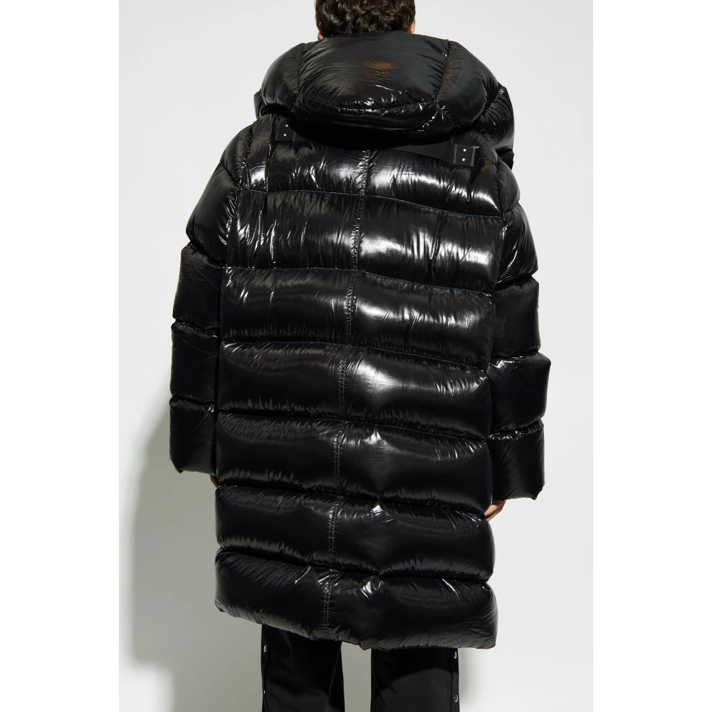 Rick Owens Gewatteerde Jas met Capuchon Black Heren