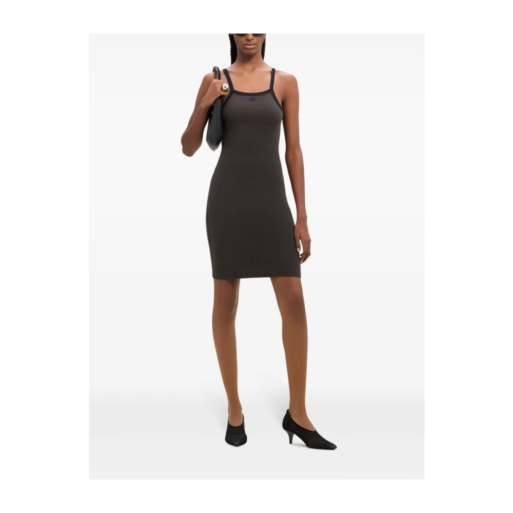 Courrèges Bruine Katoenen Jurk met Logopatch Brown Dames
