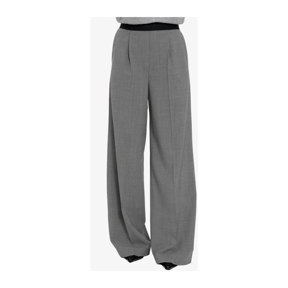 Msgm Grijze Wollen Wijde Pijp Broek Gray Dames