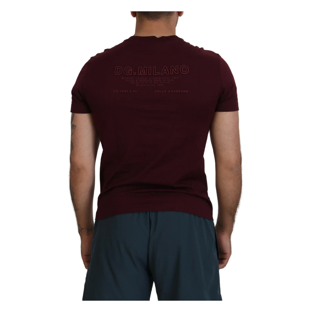 Dolce & Gabbana Maroon Bedrukt Kortemouwen Heren T-shirt Red Heren