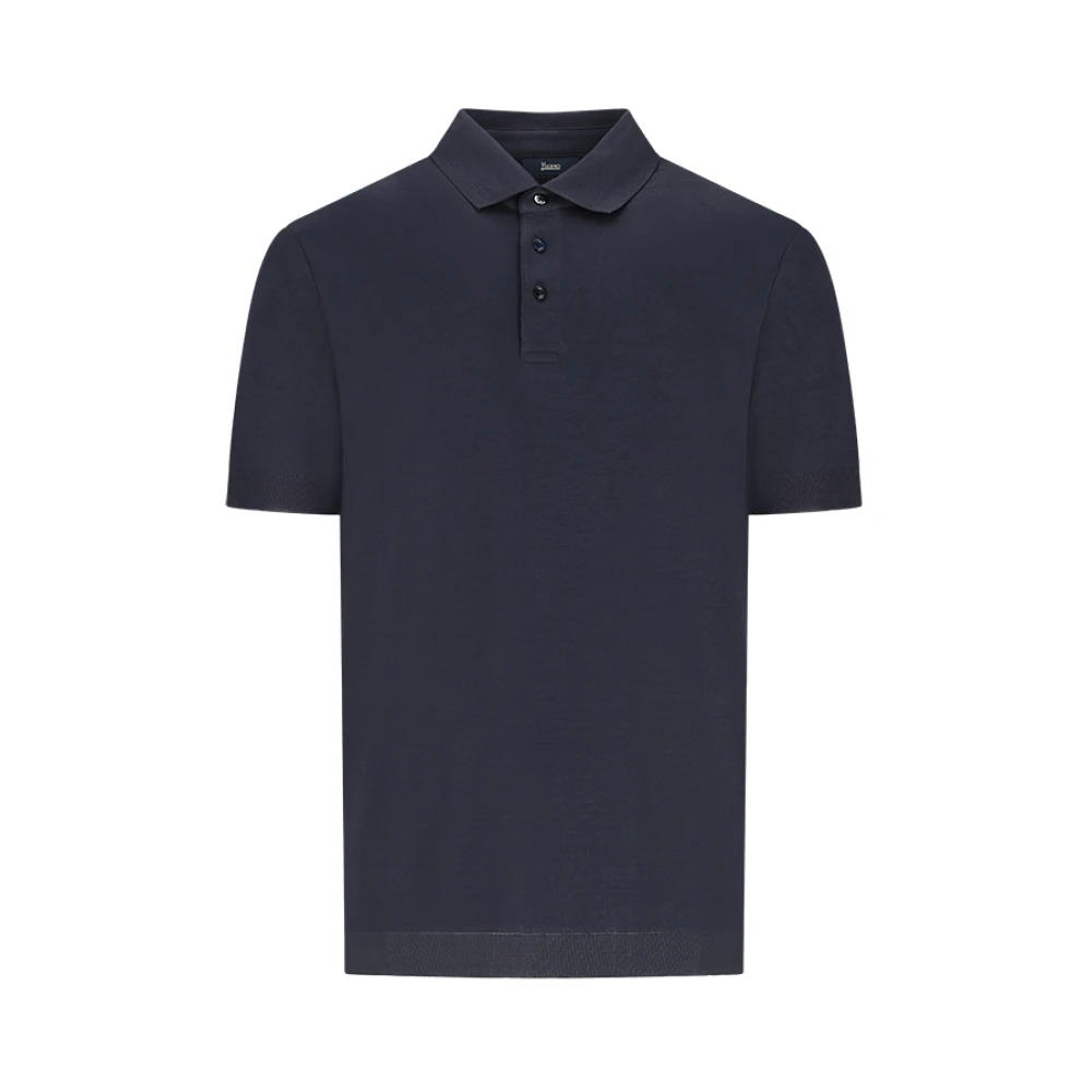 Herno Men's Blue Polo Shirts, Xl, Jersey Knit Effect Polo Shirt