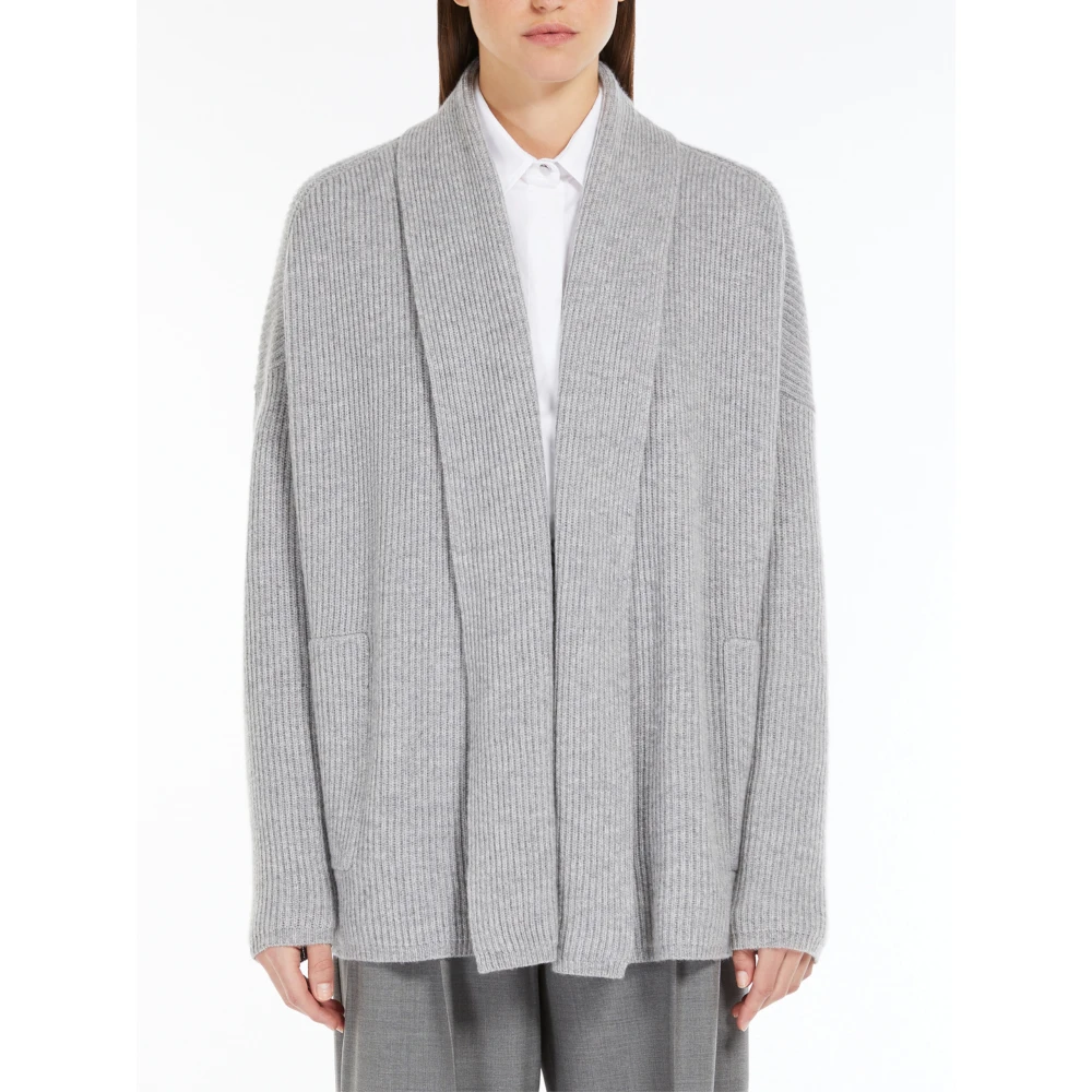 Max Mara Studio Grijze Vest met Shawl Kraag Gray Dames