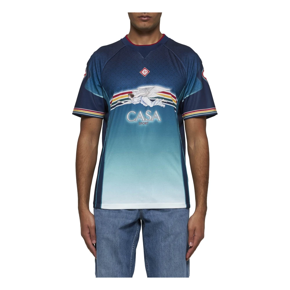 Casablanca Voetbalstijl Jersey T-shirt met Multicolor Print Multicolor Heren