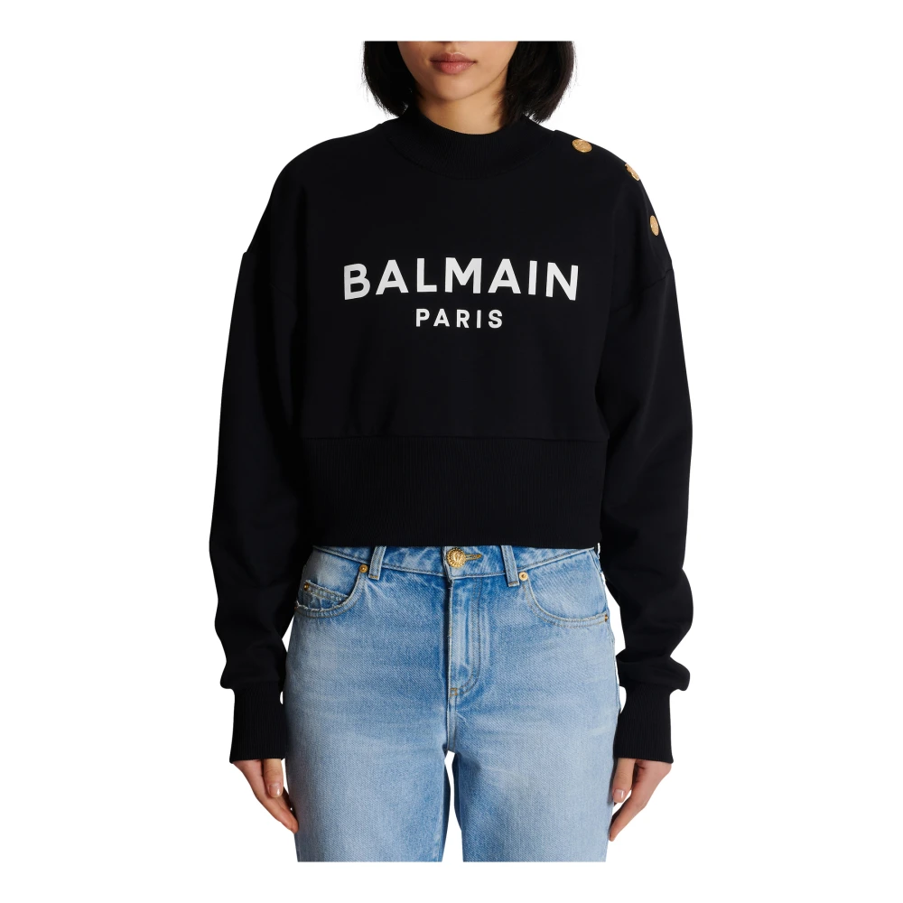 Balmain Sweatshirt met Bamain Paris print Black Dames