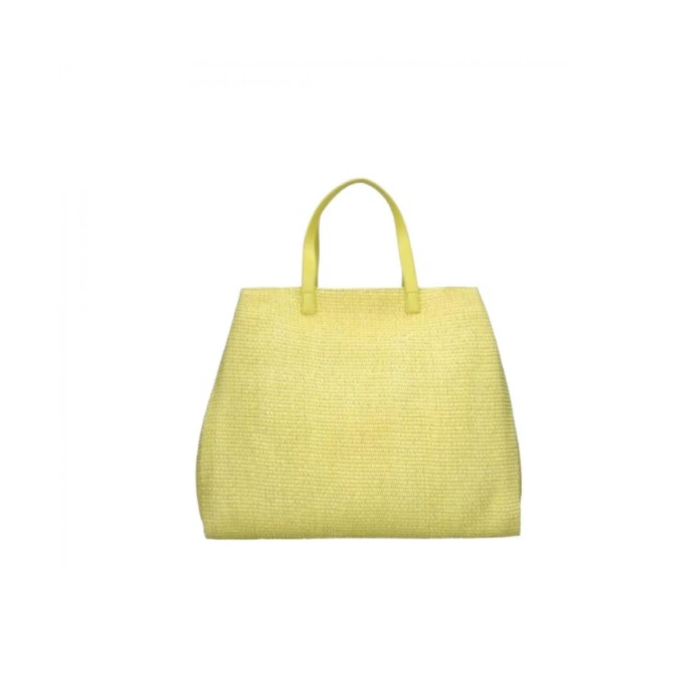 Rebelle Stro Handtas met Leren Handvatten Yellow Dames