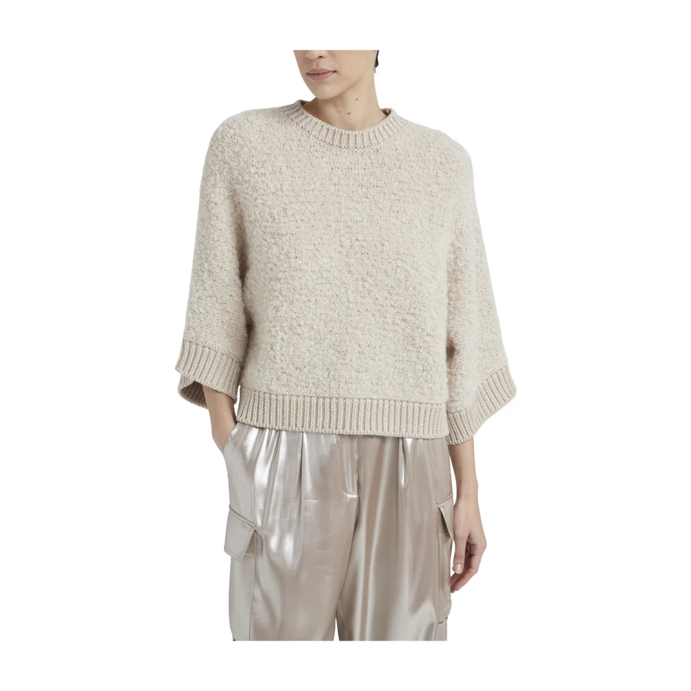 PESERICO Alpaca wol kasjmier zijde en Lurex bouclé trui Beige Dames